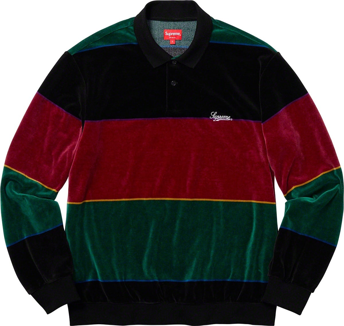 Stripe Velour L/S Polo view 2